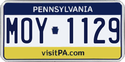 PA license plate MOY1129
