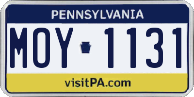 PA license plate MOY1131