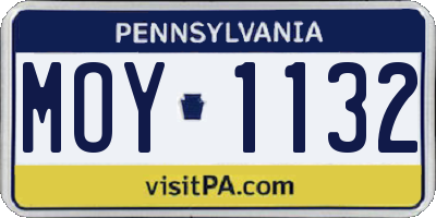 PA license plate MOY1132