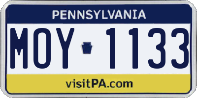 PA license plate MOY1133
