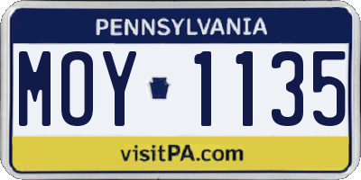 PA license plate MOY1135