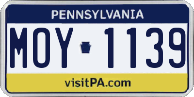 PA license plate MOY1139