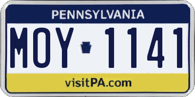 PA license plate MOY1141