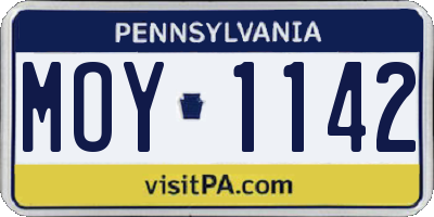 PA license plate MOY1142