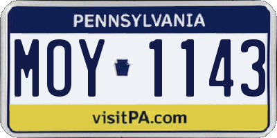 PA license plate MOY1143