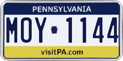 PA license plate MOY1144