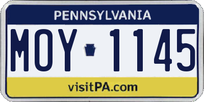 PA license plate MOY1145