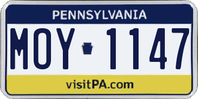 PA license plate MOY1147