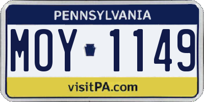 PA license plate MOY1149