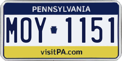 PA license plate MOY1151