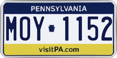 PA license plate MOY1152