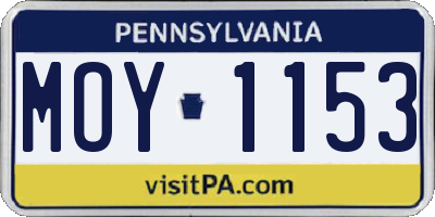 PA license plate MOY1153