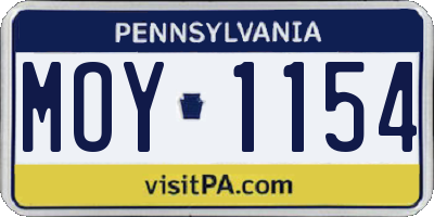 PA license plate MOY1154