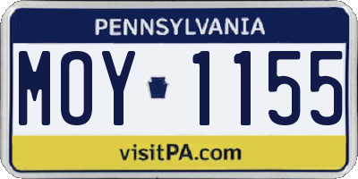 PA license plate MOY1155