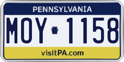 PA license plate MOY1158