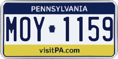 PA license plate MOY1159