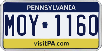 PA license plate MOY1160