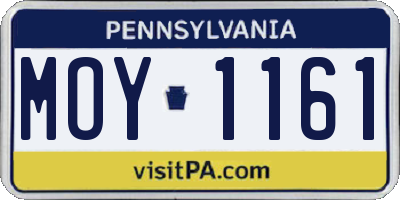 PA license plate MOY1161
