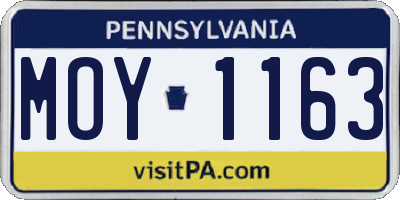 PA license plate MOY1163