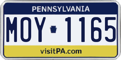 PA license plate MOY1165
