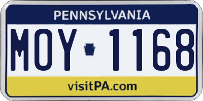 PA license plate MOY1168