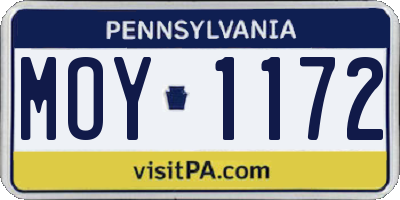 PA license plate MOY1172