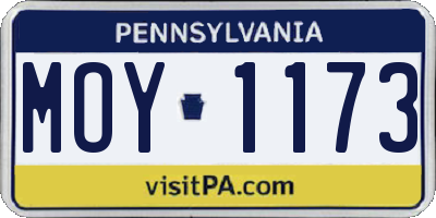 PA license plate MOY1173