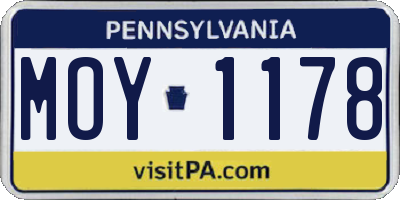 PA license plate MOY1178
