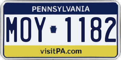 PA license plate MOY1182