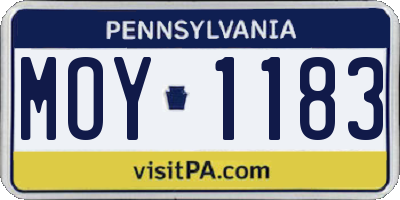 PA license plate MOY1183