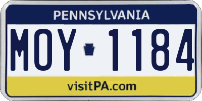 PA license plate MOY1184