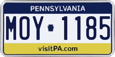 PA license plate MOY1185