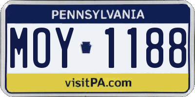 PA license plate MOY1188