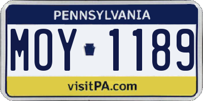 PA license plate MOY1189