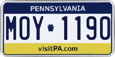 PA license plate MOY1190