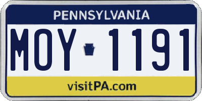 PA license plate MOY1191