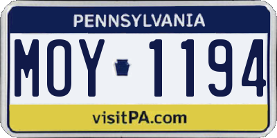 PA license plate MOY1194