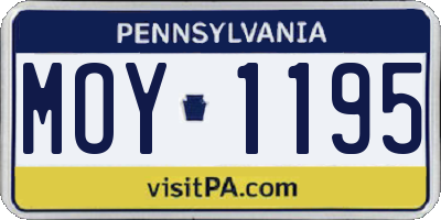 PA license plate MOY1195