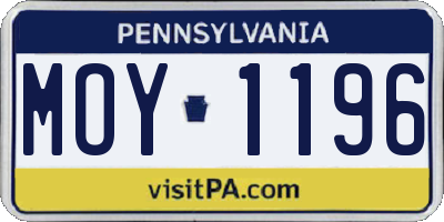 PA license plate MOY1196