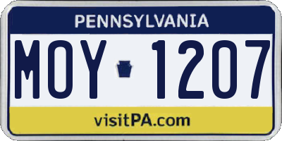 PA license plate MOY1207