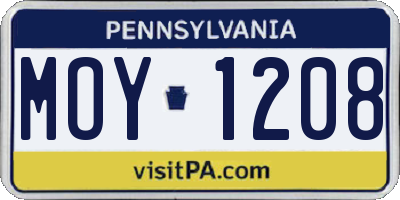 PA license plate MOY1208