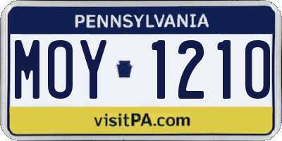 PA license plate MOY1210