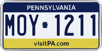 PA license plate MOY1211