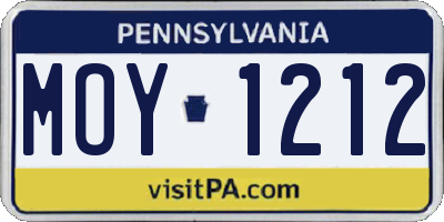 PA license plate MOY1212