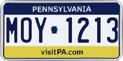 PA license plate MOY1213