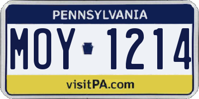 PA license plate MOY1214
