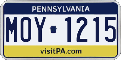 PA license plate MOY1215