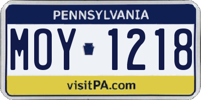 PA license plate MOY1218