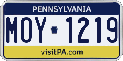 PA license plate MOY1219