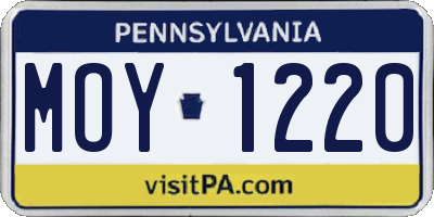 PA license plate MOY1220